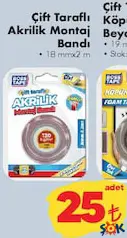 BOSS TAPE ÇİFT TARAFLI AKRİLİK MONTAJ BANDI 18 MM X 2 M BOSS TAPE ÇİFT TARAFLI AKRİLİK MONTAJ BANDI 18 MM X 2 M
